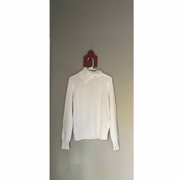Vintage Bass Turtleneck White Button Detail Sweater M - Picture 2 of 6
